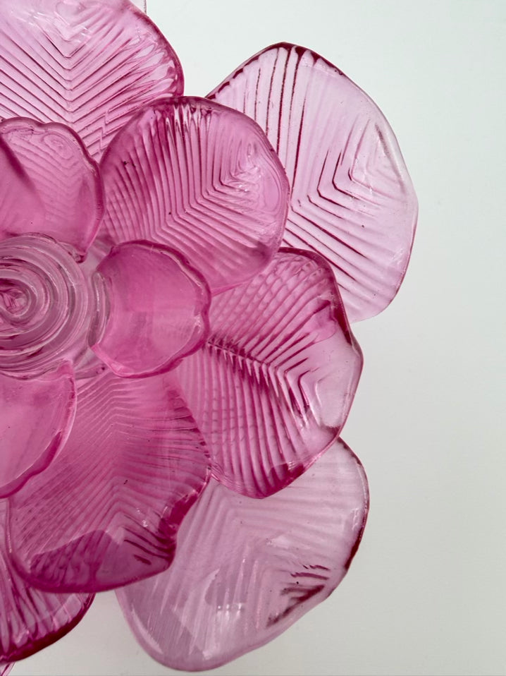 WATERFORD Pink Crystal Flower Paperweight