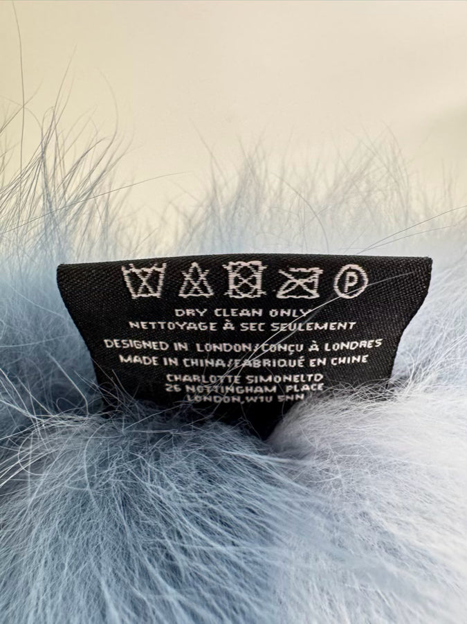 CHARLOTTE SIMONE Blue Two-Tone Fox Fur Dress Scarf