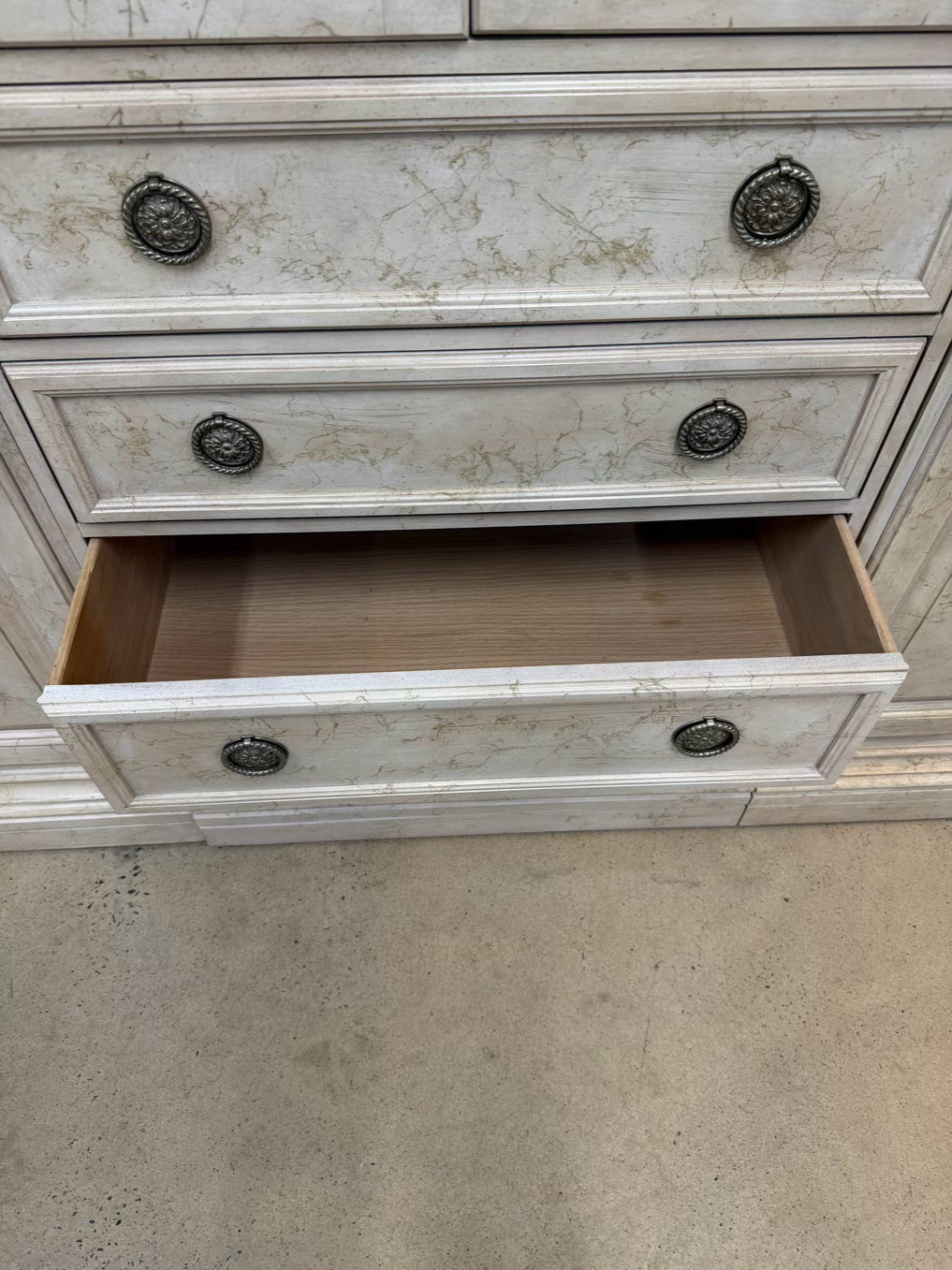 BERNHARDT Cream Wood Central Cabinet Armoire w/ 2 Side Units