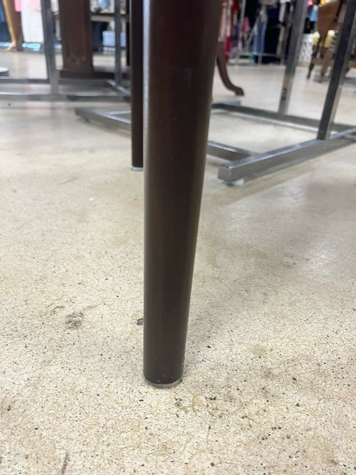 Brown & White Wood & Stone End Table
