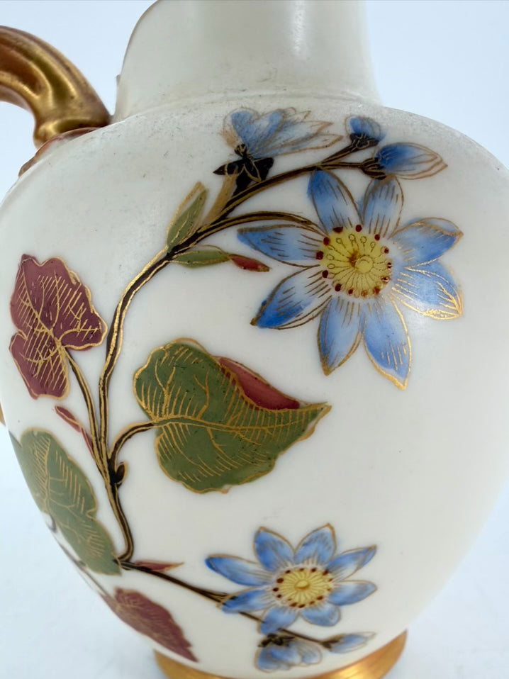 ROYAL WORCESTER Cream, Pink , Green & Yellow Flatback Pitcher