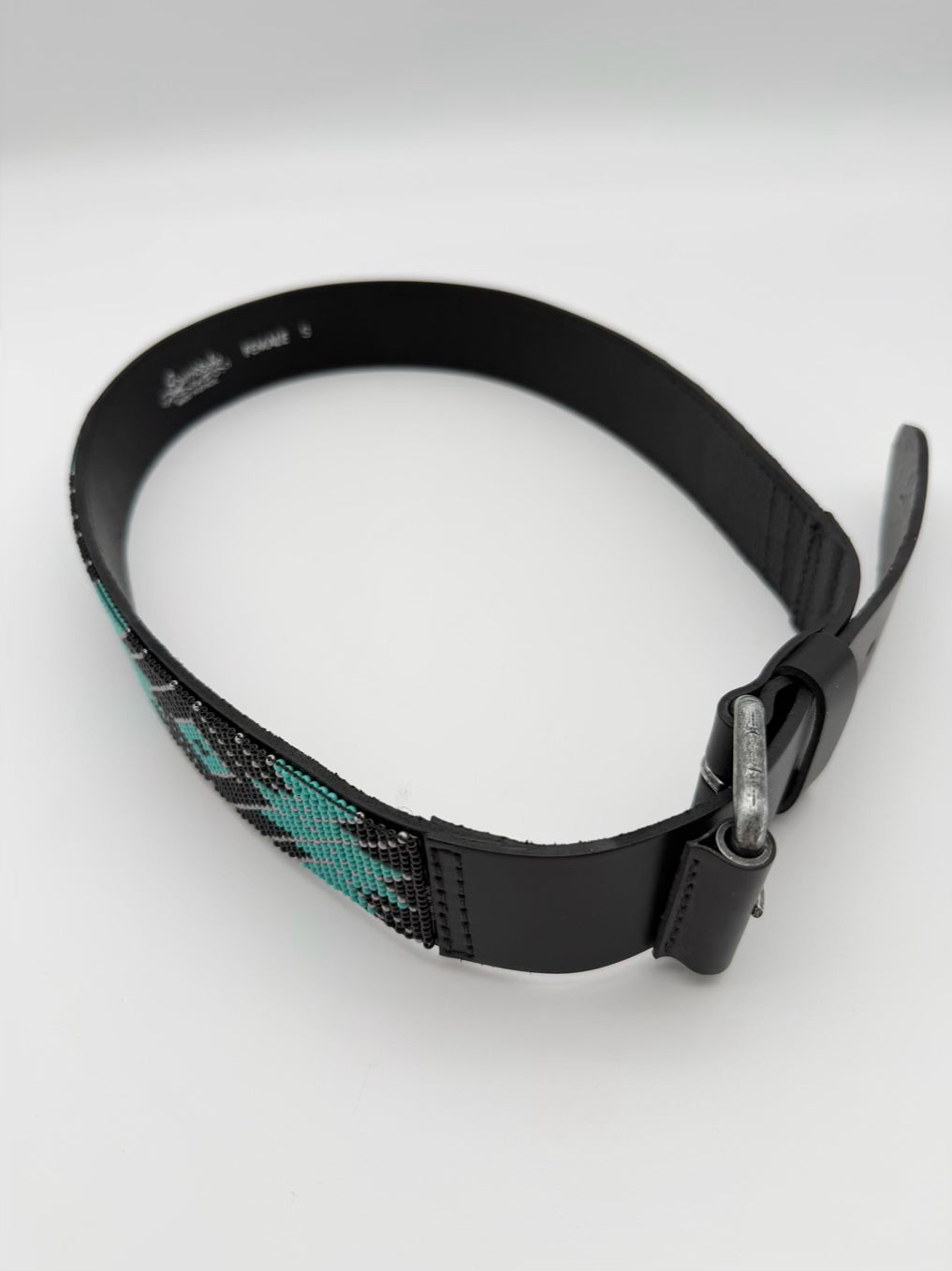 SAMBBOHO Black & Teal Small Beaded Belt
