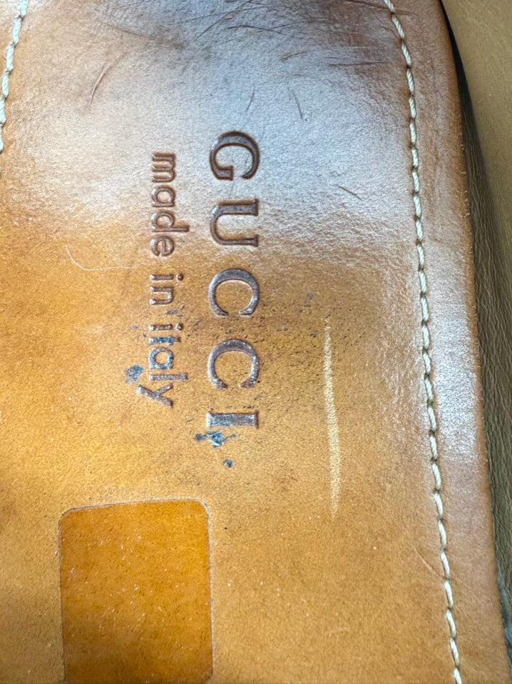GUCCI Size 10.5 Black Leather Loafers