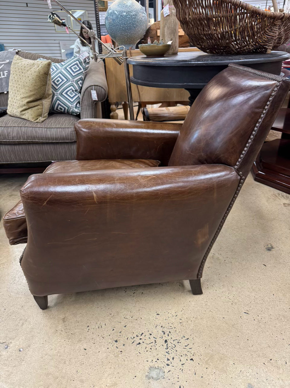 RESTORATION HARDWARE Brown Leather Nailhead Chair
