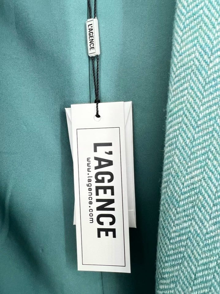 L'AGENCE Size 4 Seafoam Wool Blend Herringbone Jacket NWT