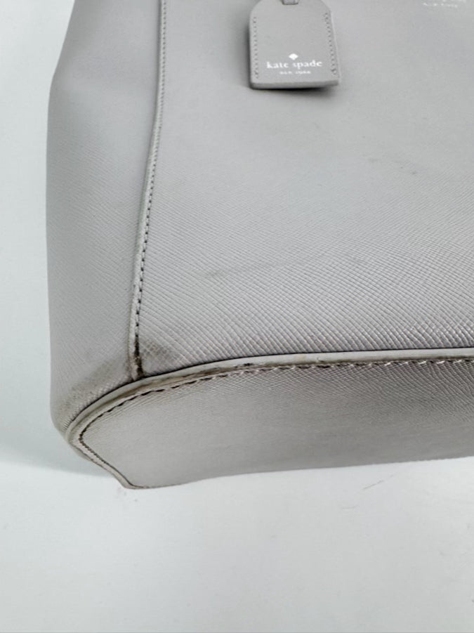 KATE SPADE Gray Leather Tote Bag