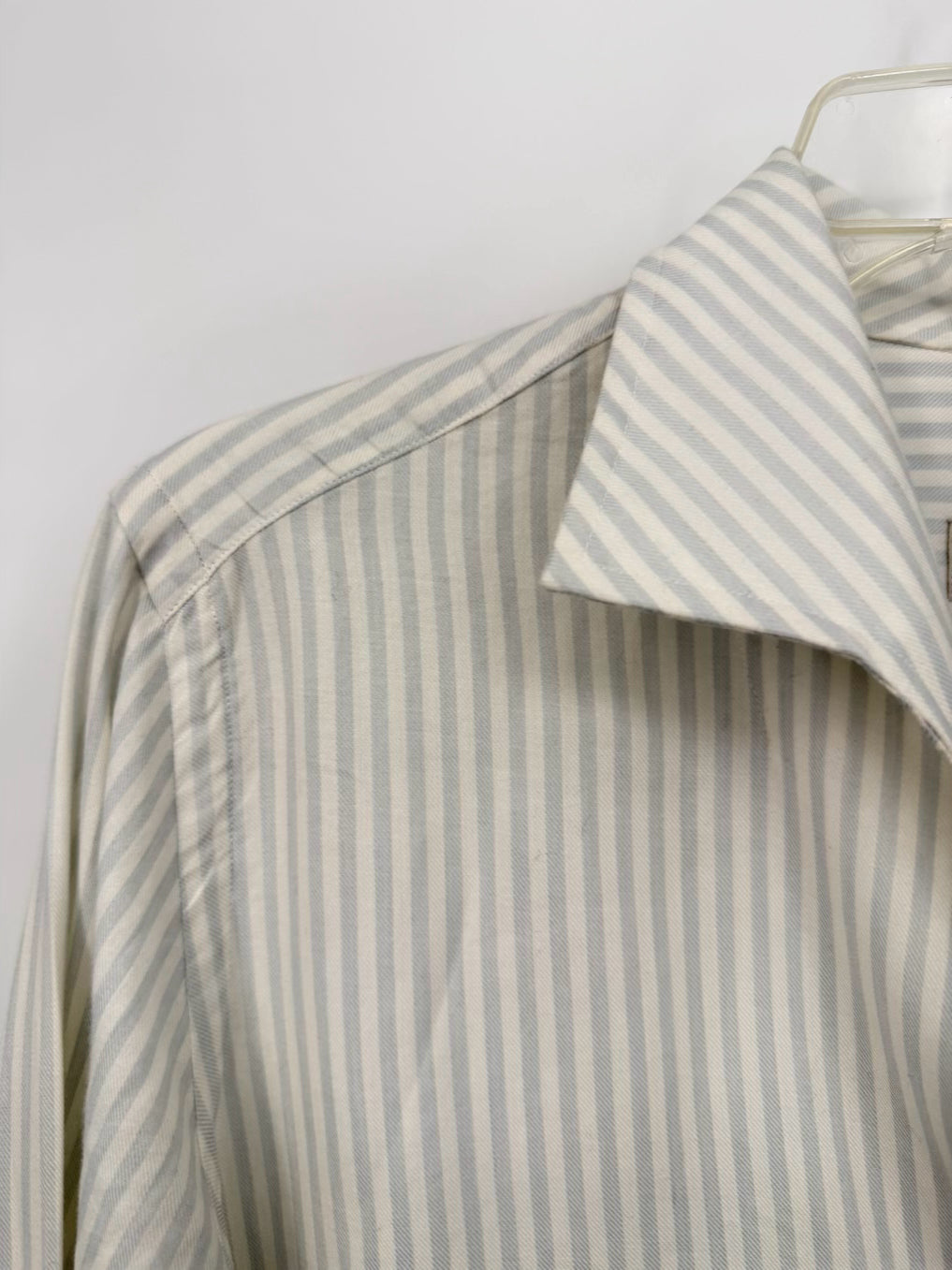 SARAH ALEXANDRA Size 8 White & Grey Stripe Blouse