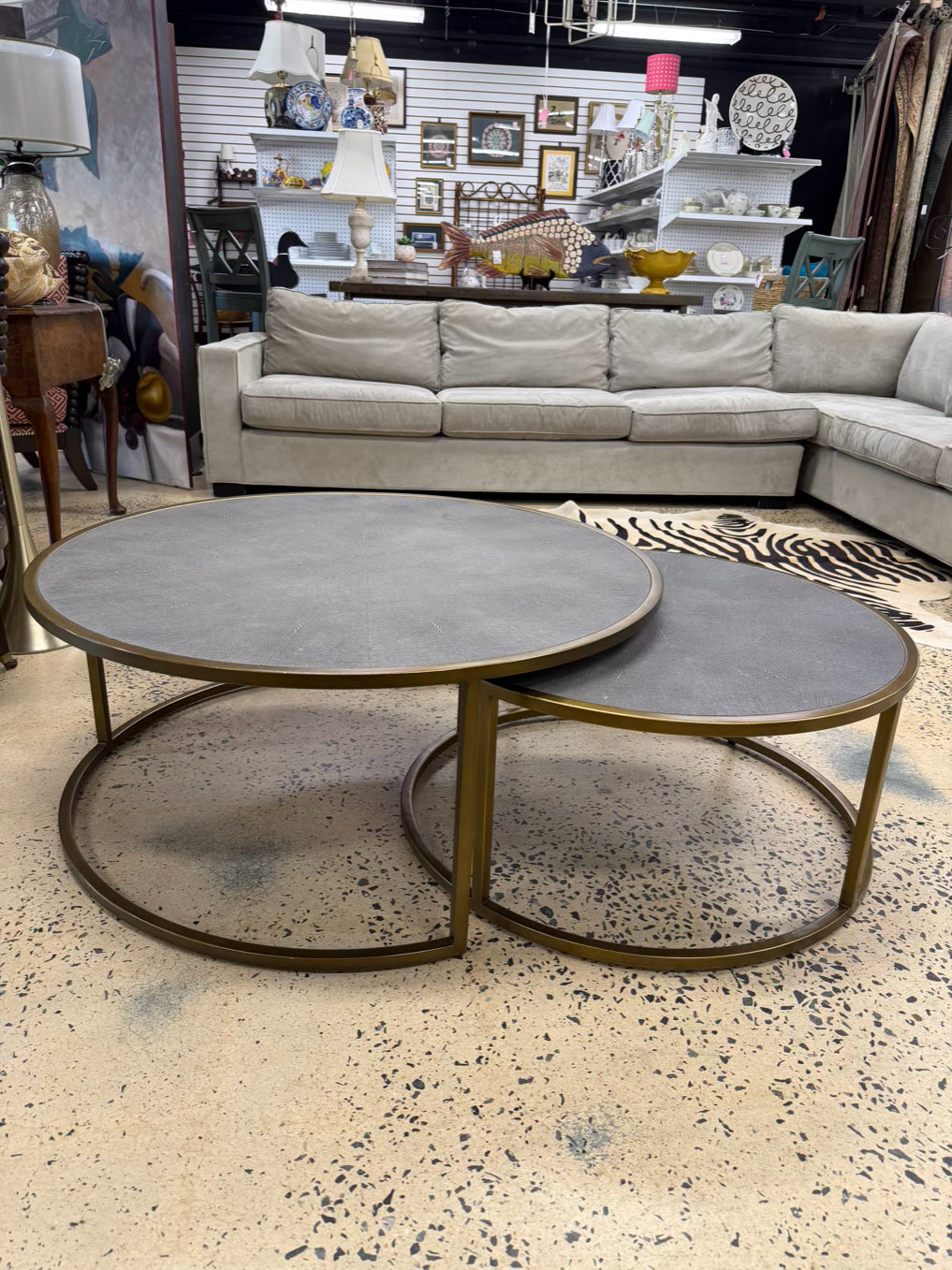 FOUR HANDS Gold & Gray Metal Nesting Coffee Tables