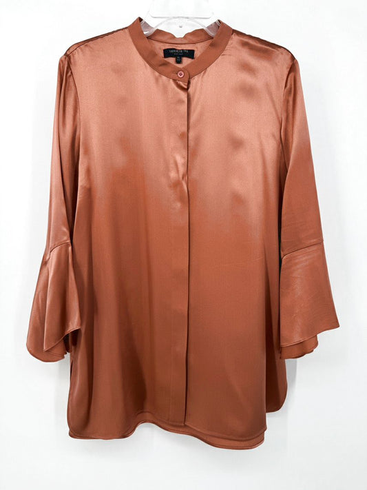 LAFAYETTE 148 Size XL Copper Silk Button Down