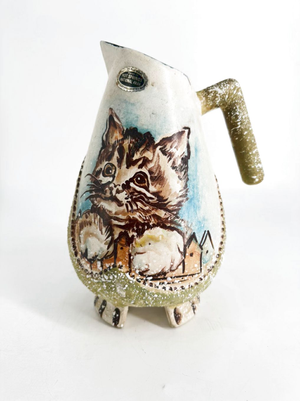 DRYDEN Multi Colored Cat & Floral Pitcher