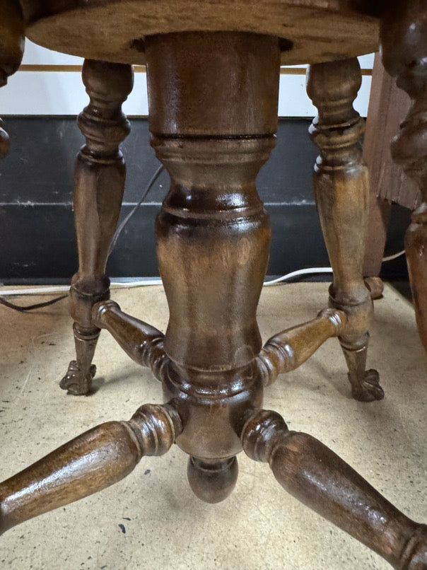 Wood Round Ball & Claw Feet Piano Stool