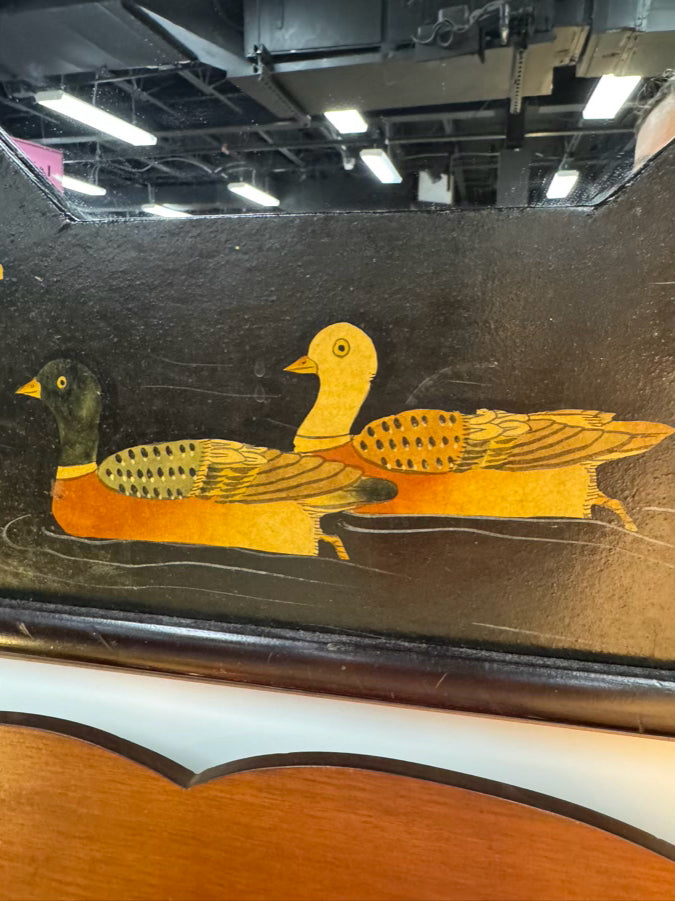 Black & Gold Ducks & Flowers Octagonal Mirror