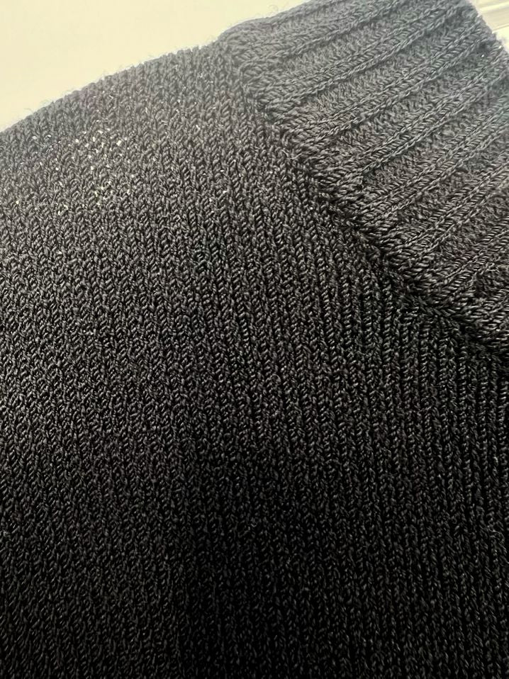 ST JOHN BASICS Size L Black Knit Short Sleeve Sweater