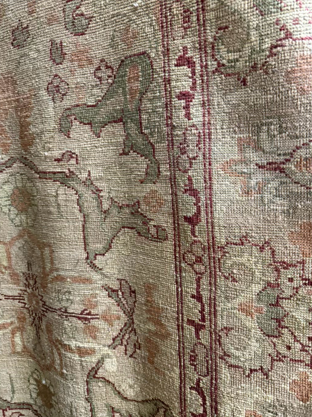 TURKISH Cream & Salmon Handmade Oushak Wool Area Rug