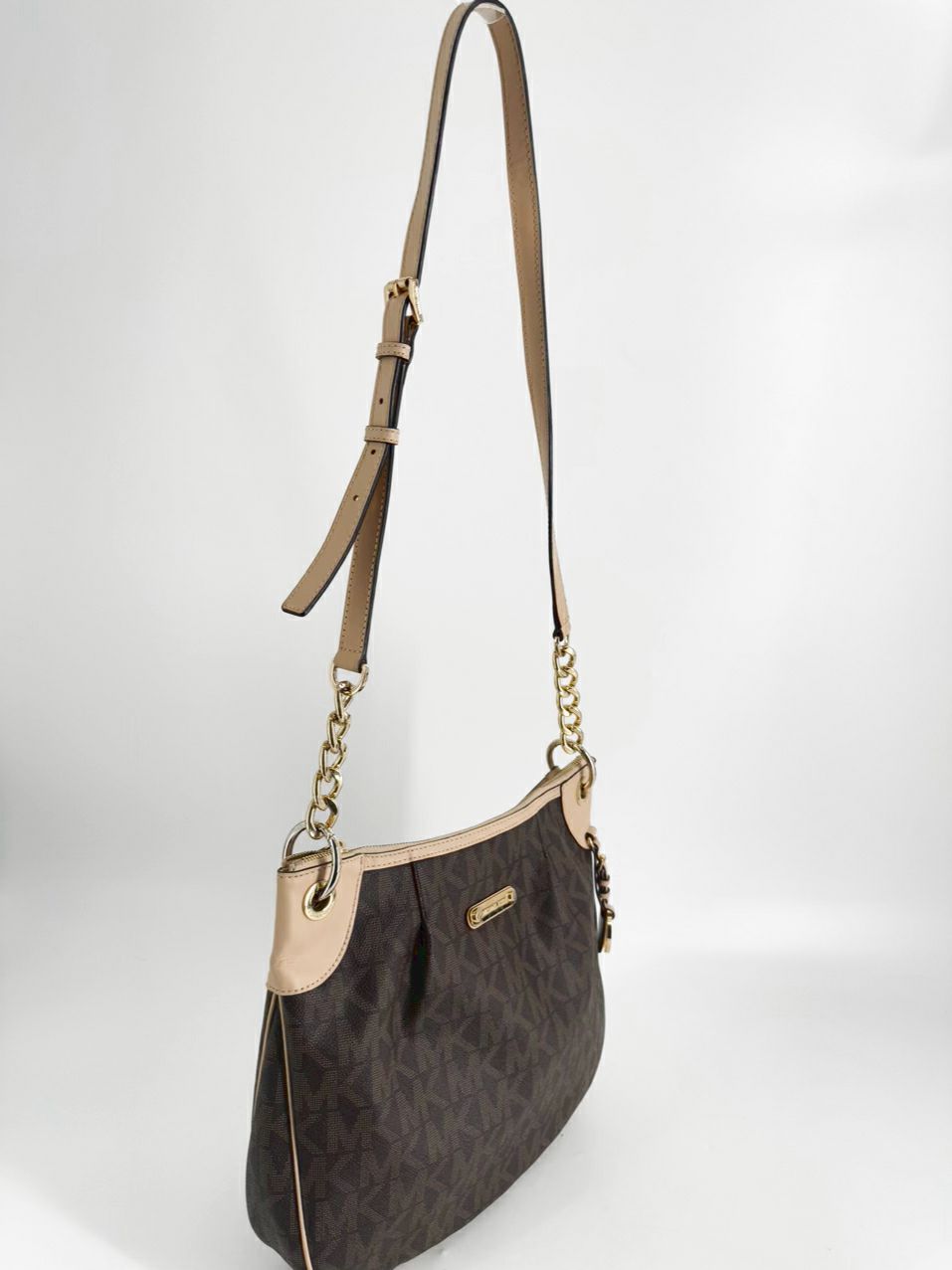 MICHAEL KORS Brown Logo Coated Canvas Purse