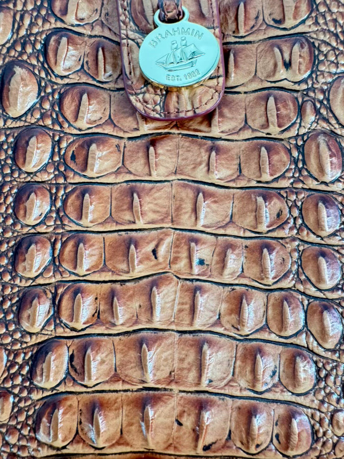 BRAHMIN Copper Embossed Leather Crossbody Bag