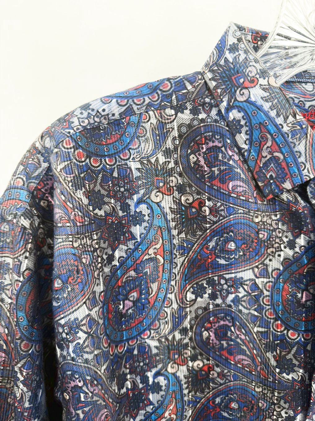 VISCONTI BLACK Size M Blue Paisley Long Sleeve Shirt