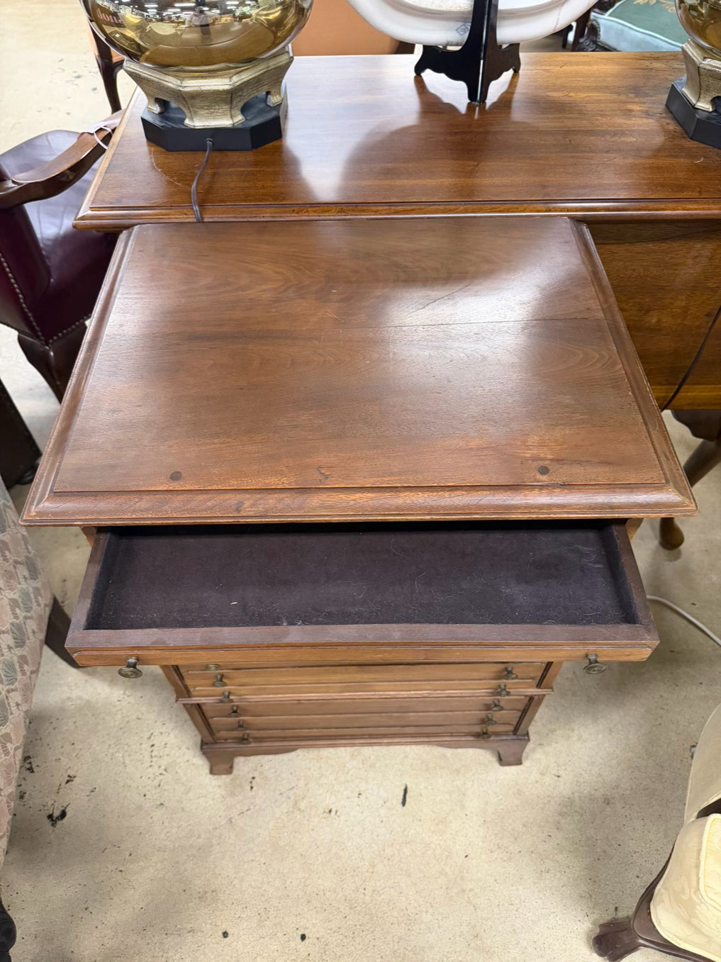 Wood Spool Chest w/ Drawers