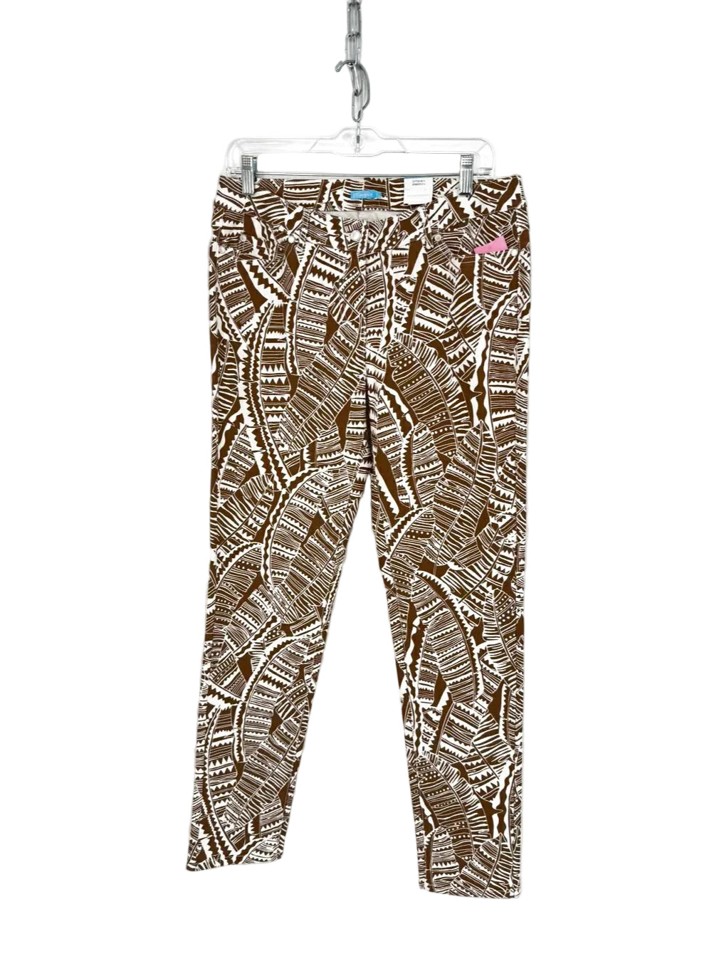 J MCLAUGHLIN Wmn's Size 10 Brown & Cream Denim Print Jeans NWT