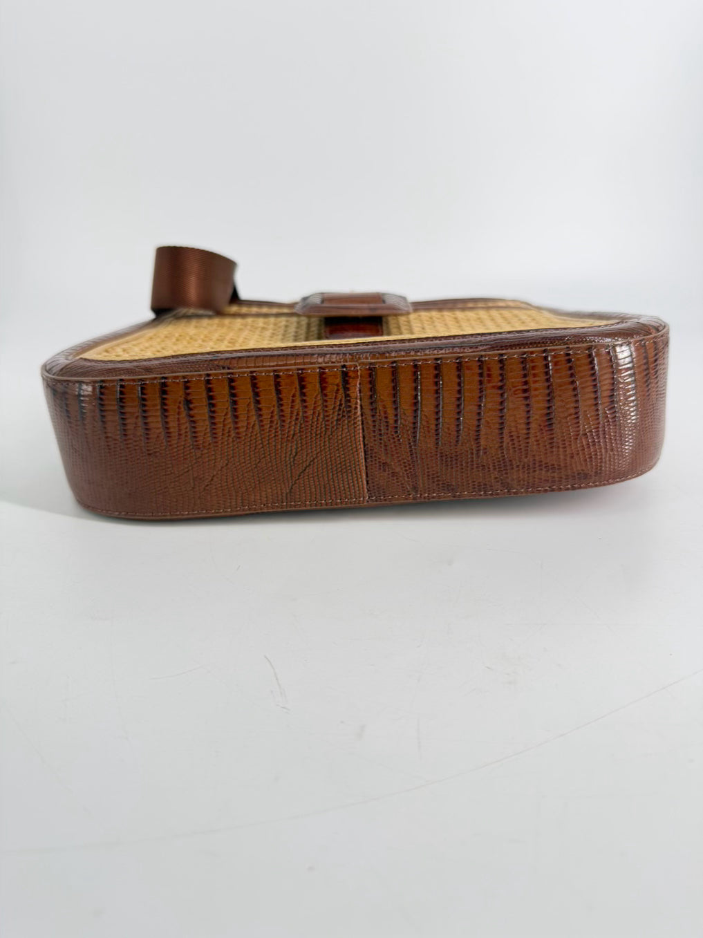 BRAHMIN Cognac & Natural Raffia & Leather Purse