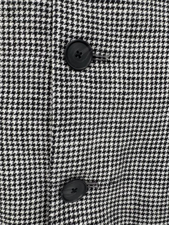 POLO RALPH LAUREN Size 14 Black Silk & Linen Blend Houndstooth Blazer NWT