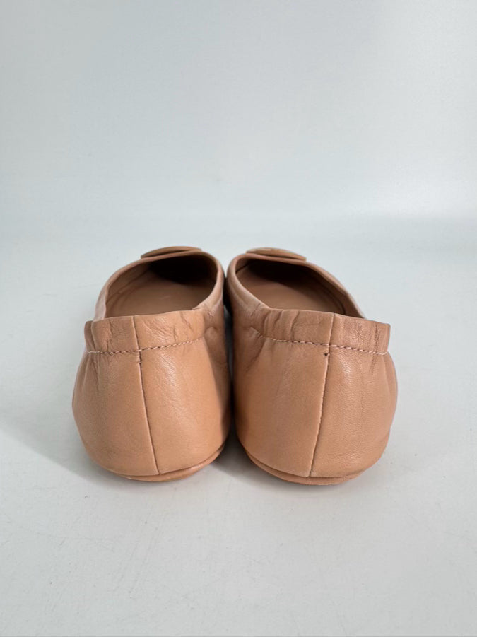 TORY BURCH Size 8 Nude Leather Flats