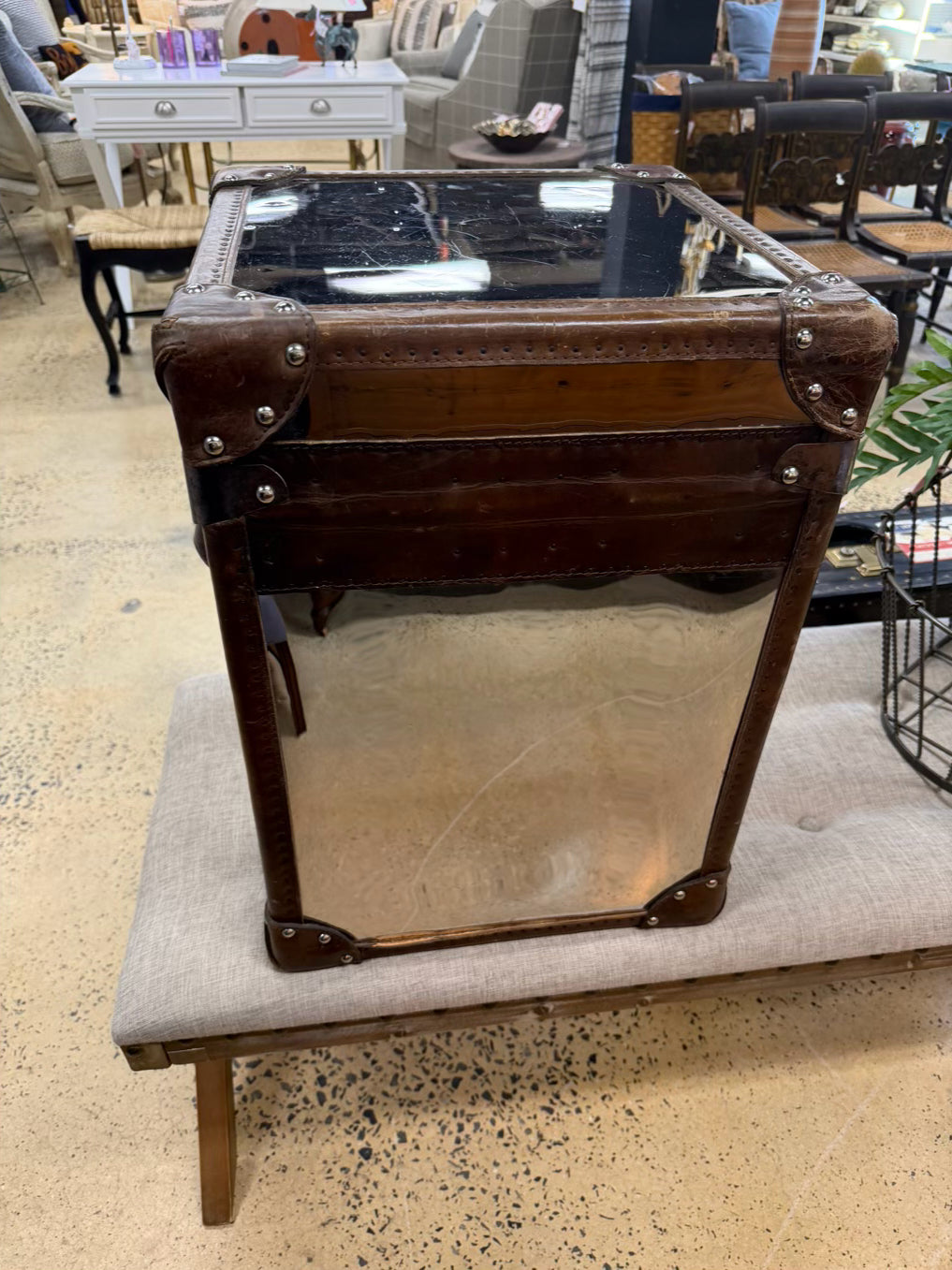 BOND ST. LONDON Timothy Oulton Steamer Steel & Leather Trunk