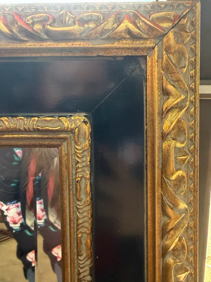 CAROLINA MIRROR Black & Gold Beveled Mirror