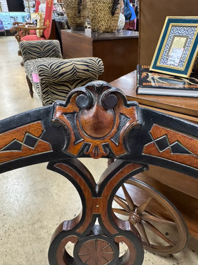 Carved Wood Victorian Pair of Small Side Chairs