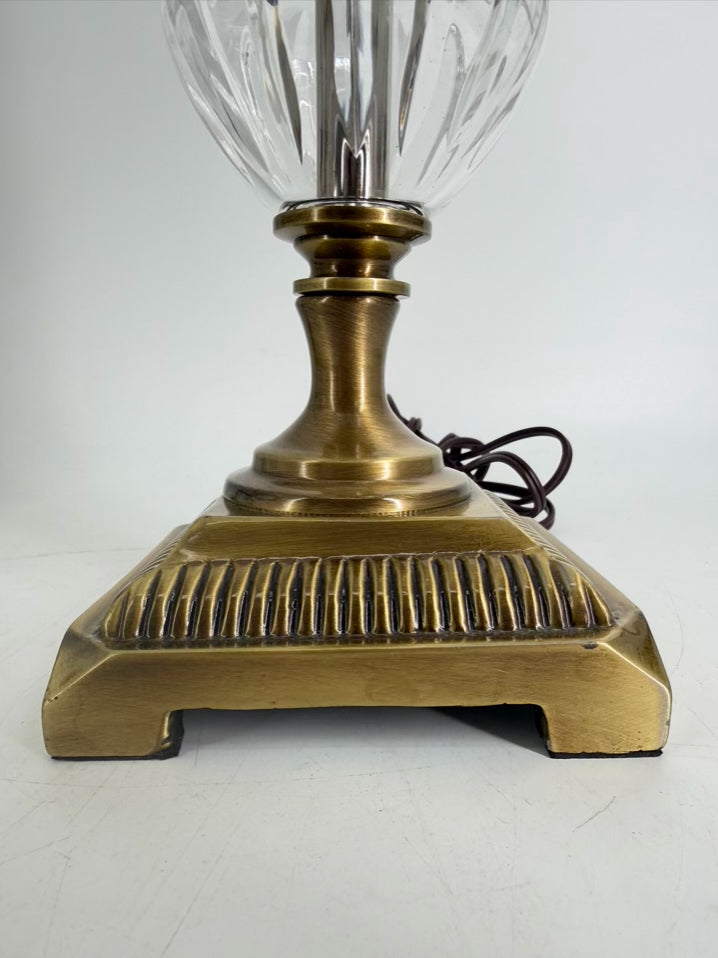 Brass & Crystal Pair Of Lamps w/ Shades