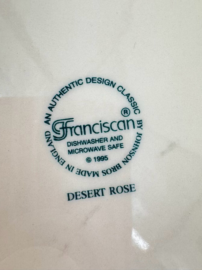 FRANCISCAN Pink & Green Desert Rose Dinnerware Set for 6