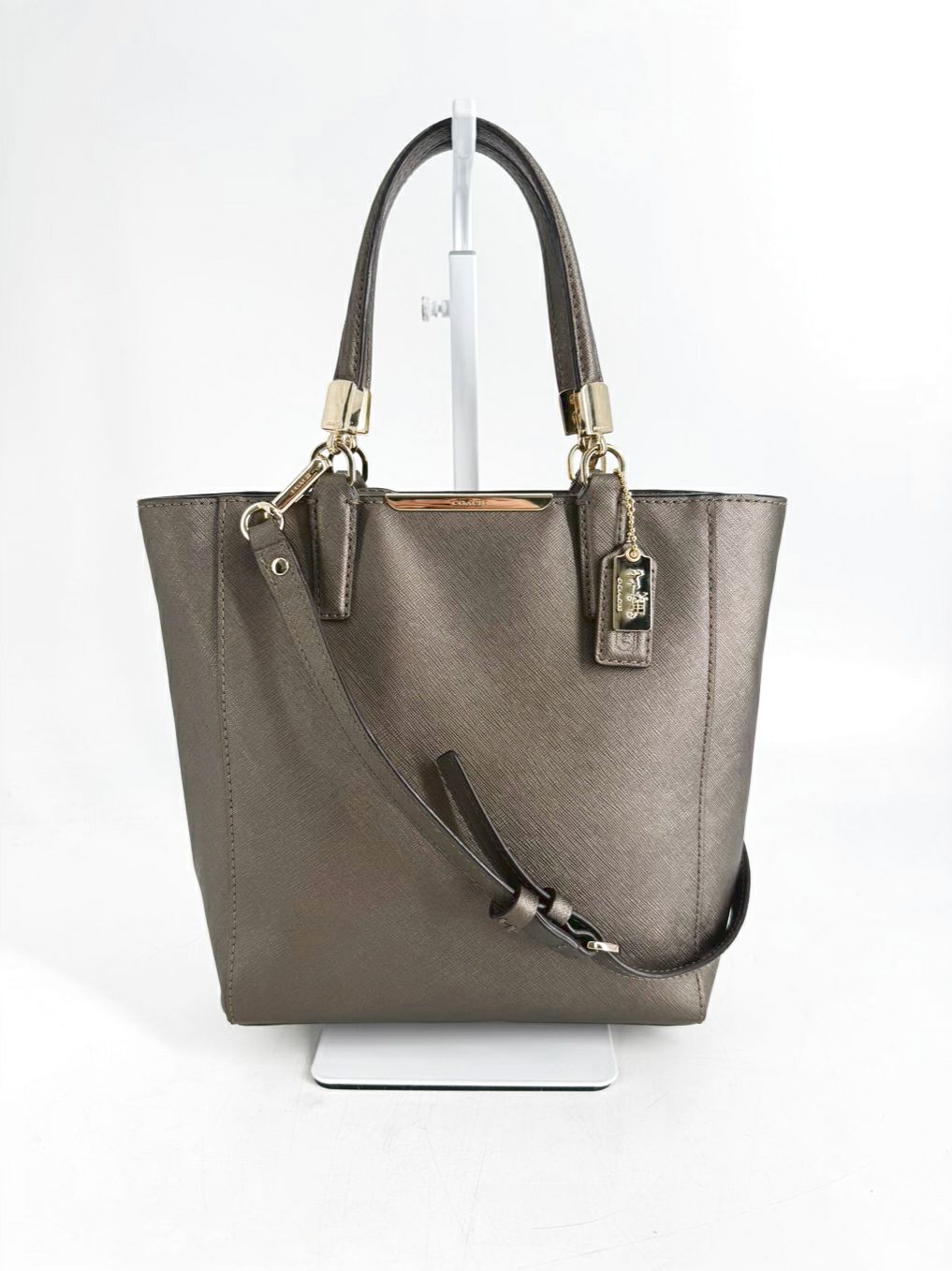 COACH Madison Metallic Bronze Saffiano Leather Mini Tote