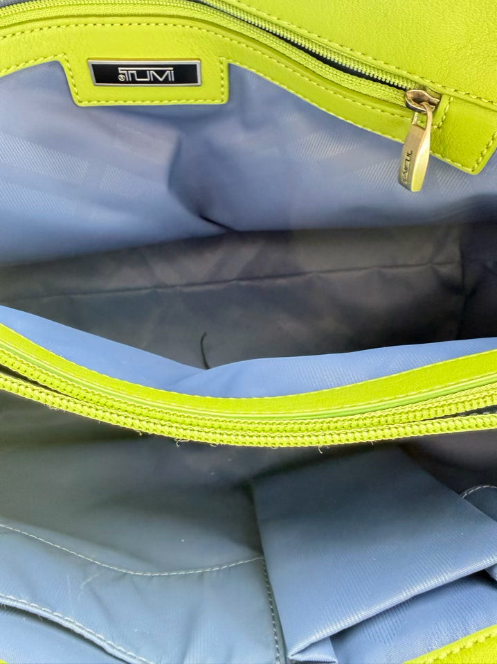 TUMI Green Nylon Monogram Tote Bag