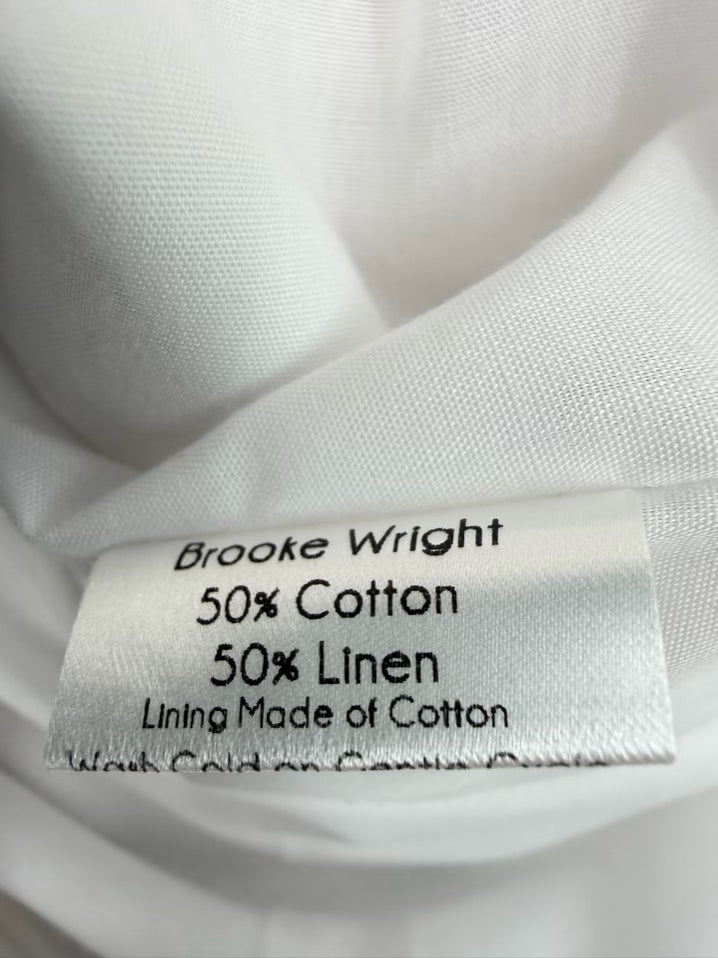 BROOKE WRIGHT Size XL Cream Linen Blend Floral Dress