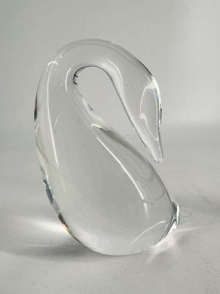 STUBEN Clear Crystal Preening Goose & Gander Figurines