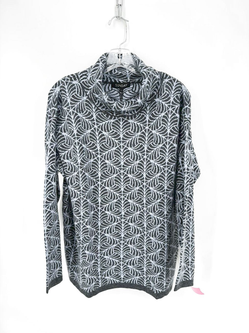 SUNDAY Wmn's Size L Blue & Gray Cowl Neck Knit Top NWT