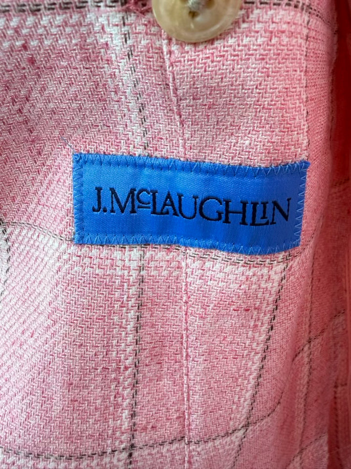 J MCLAUGHLIN Size 40 Pink Window Pane Blazer NWT