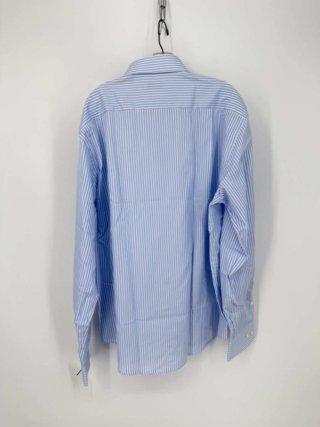 YVES SAINT LAURENT Size 45 Light Blue Stripe Long Sleeve Shirt NWT