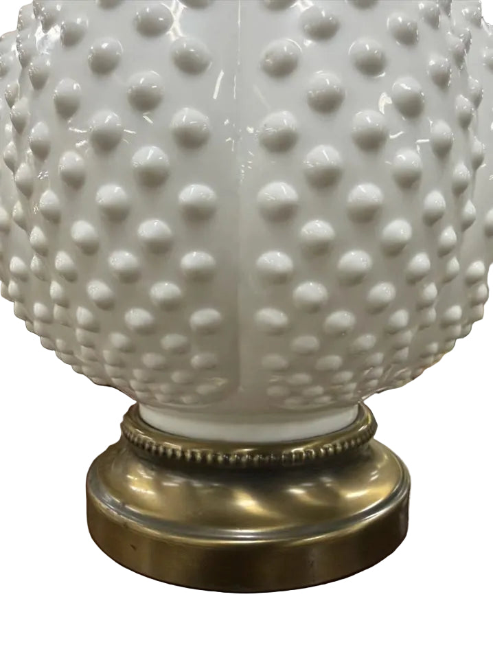 FENTON White Hobnail Glass Pair Of Lamps