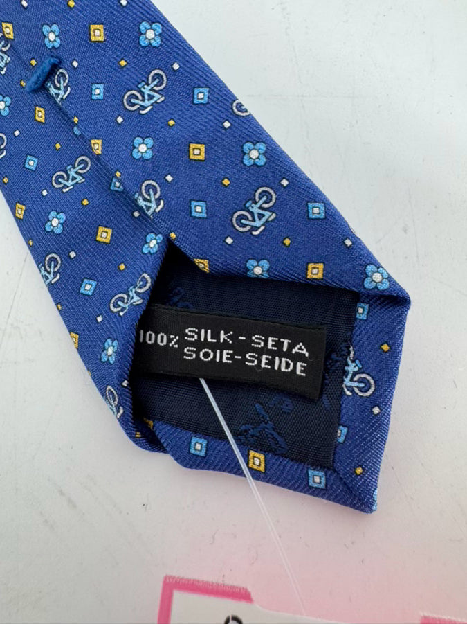 SALVATORE FERRAGAMO Blue Bicycle Silk Tie