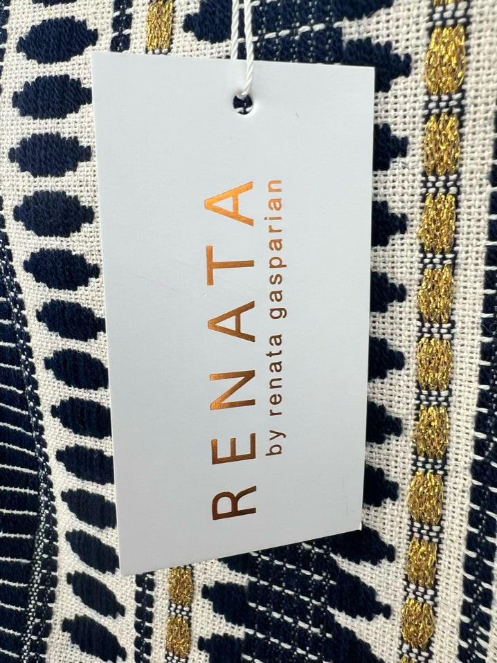 RENATA by RENATA GASPARIAN Size XS Navy & Gold Knit Top NWT