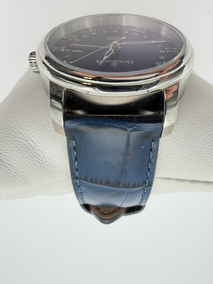 OCEANEVA Navy Leather Automatic Watch