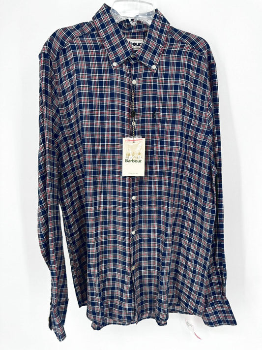 BARBOUR Size M Navy Plaid Long Sleeve Shirt NWT