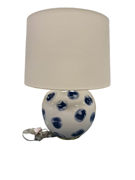 HUDSON VALLEY White & Blue Ceramic Dots Pair Of Lamp w/ Shades