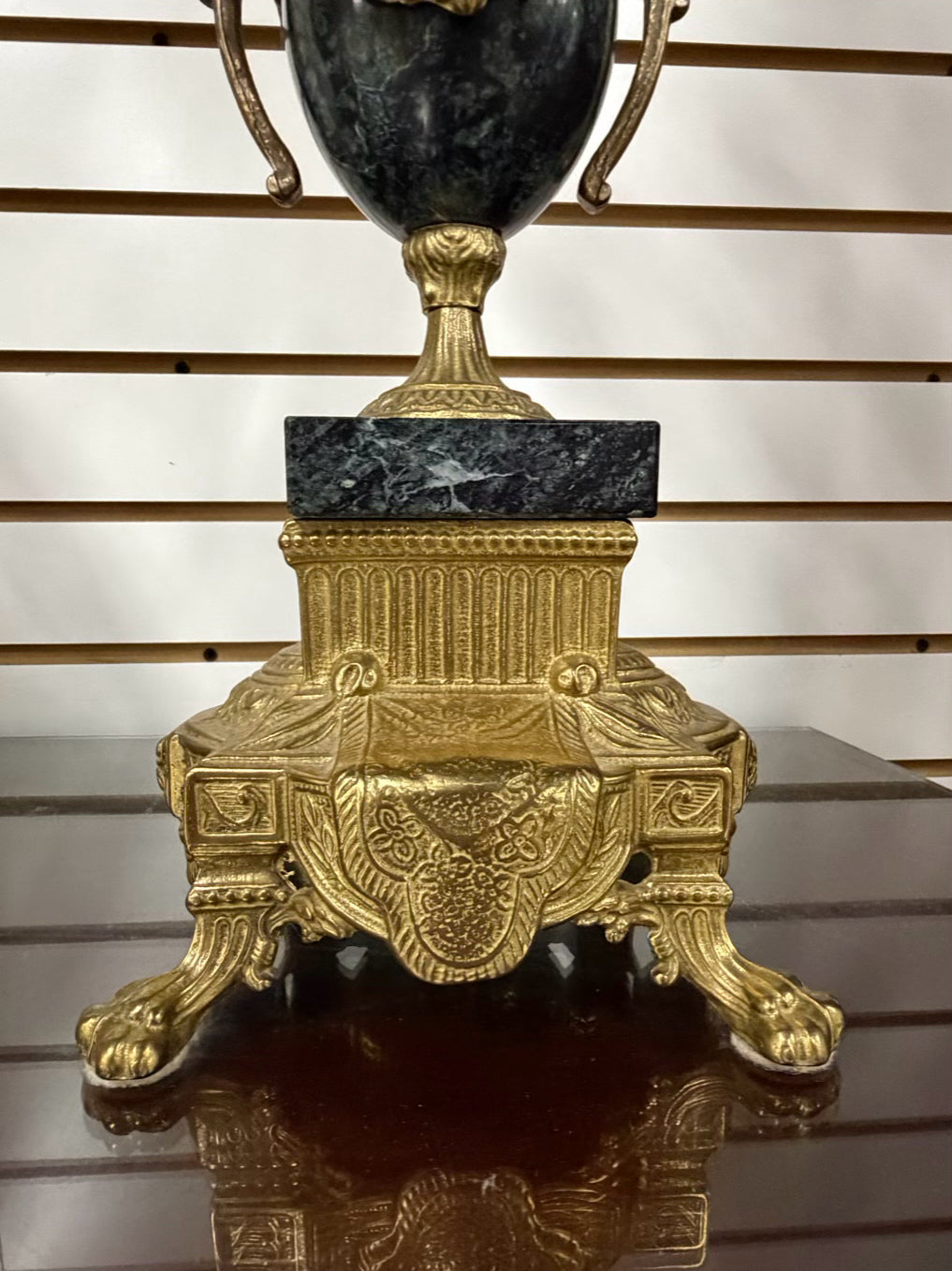 ITALIAN Brass & Marble 3 Piece Clock & Candelabra