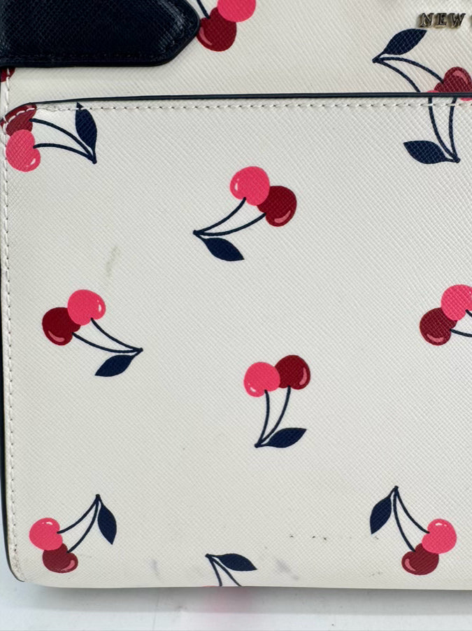 KATE SPADE Cream, Pink & Blue Leather Cherries Purse