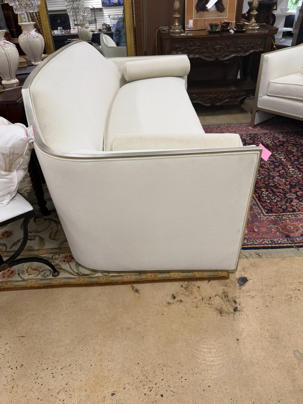 CARACOLE The Cats Meow White Velvet Sofa