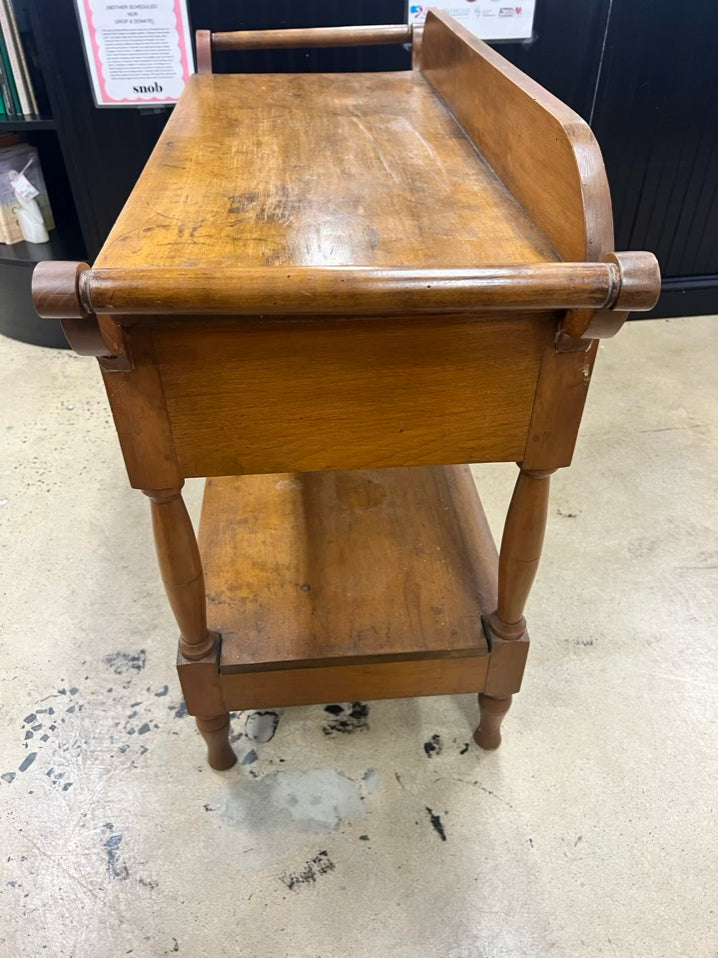ANTIQUE Wood Wash Stand w/ Towel Bars and 2 Drawers