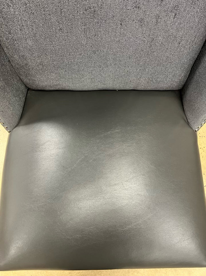 Gray Wood Dining Table & 6  Nail Head Chairs