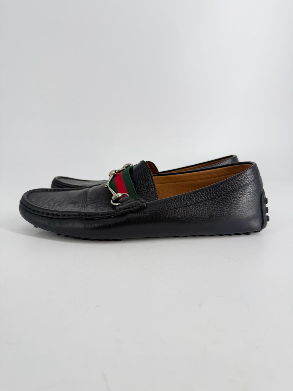 GUCCI Size 10.5 Black Leather Loafers